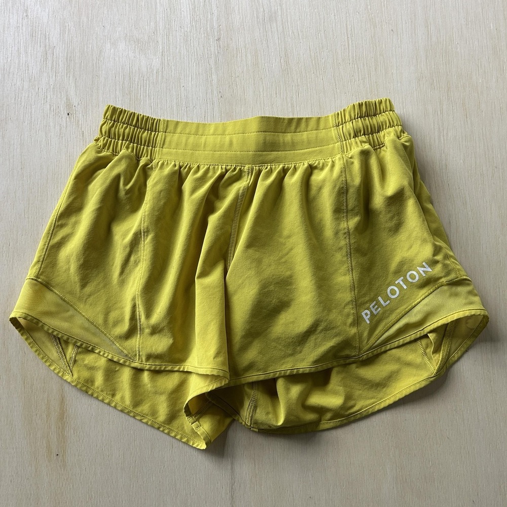 Lululemon X Peloton Shorts Womens 6 Tall Yellow 4" Lined Running Athletic